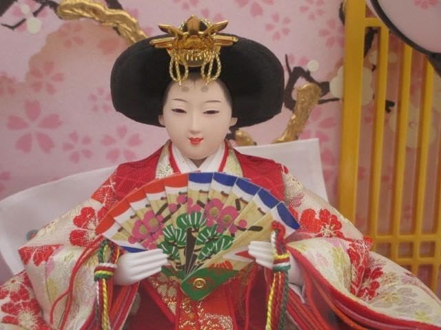 東京久月 雛人形親王五人飾りガラスケース入 間口約56×奥行約33×高