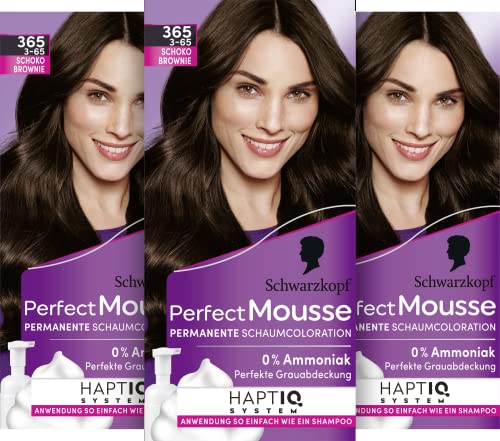 Coloration mousse permanente 365 Schwarzkopf pour un marron chocolat brillant à la maison