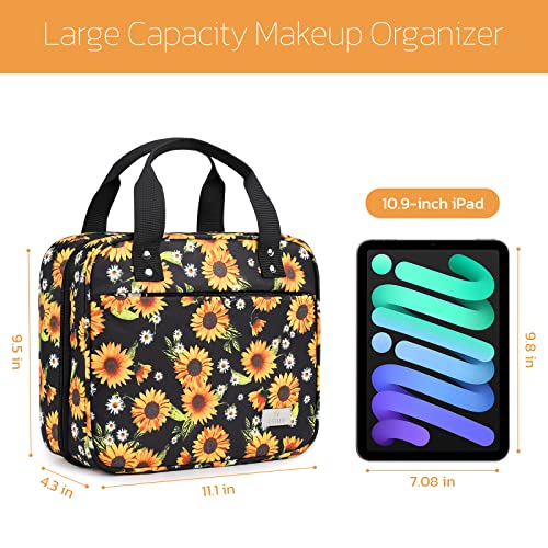 Estour Travel Toiletry Bag For Women, Makeup Bag Organizer With Detachable Mirror And Transparent Cosmetic Bag, Suitable For Travel Size Toiletries, Gifts For Women (Sunflower) #TOP3