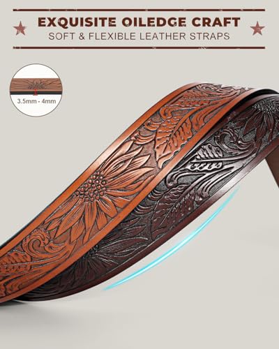Image of BELTROAD 2 Pack Western Leather Belt Strap for Men Women Cowboy Cowgirl Leather Mens Belts for Jeans Gift Belt without Buckle