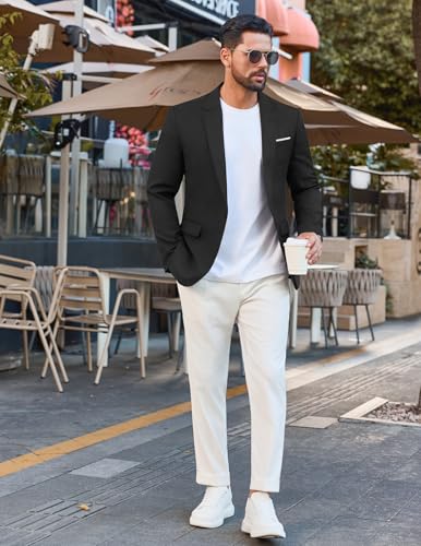 Vssjavun Blazer for Men Casual Suit Jackets Lightweight Sport Coat One Button Slim Fit Suits Dark Blue4