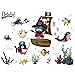Adesivi murali nave pirata del fumetto decorazione della parete della stanza dei bambini scuola materna aula oceano anello creazione tema adesivi murali-Pirata fish_Extra grande