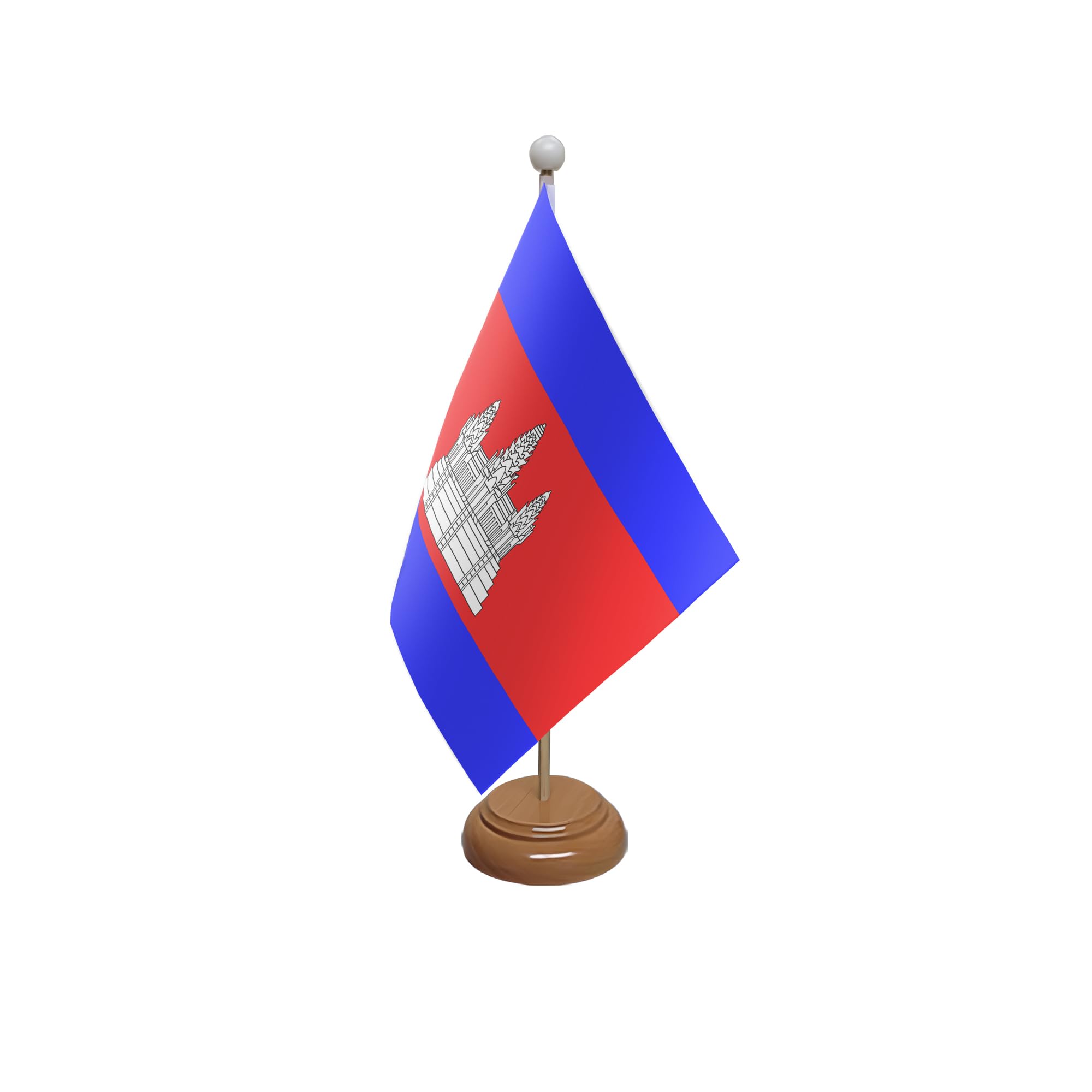 Flagtex Cambodia Wooden Table Flag With Wooden Base