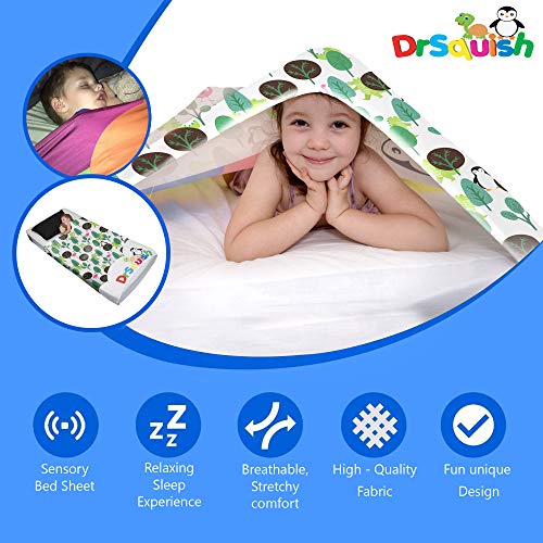 Sensory Blanket For Kids - Comfortable Compression Bedding - Cuddle Light Soft Sheets - Stretchy Lycra Quality Blankets For Boys, Girls & Toddler (Full, White And Green) #TOP1