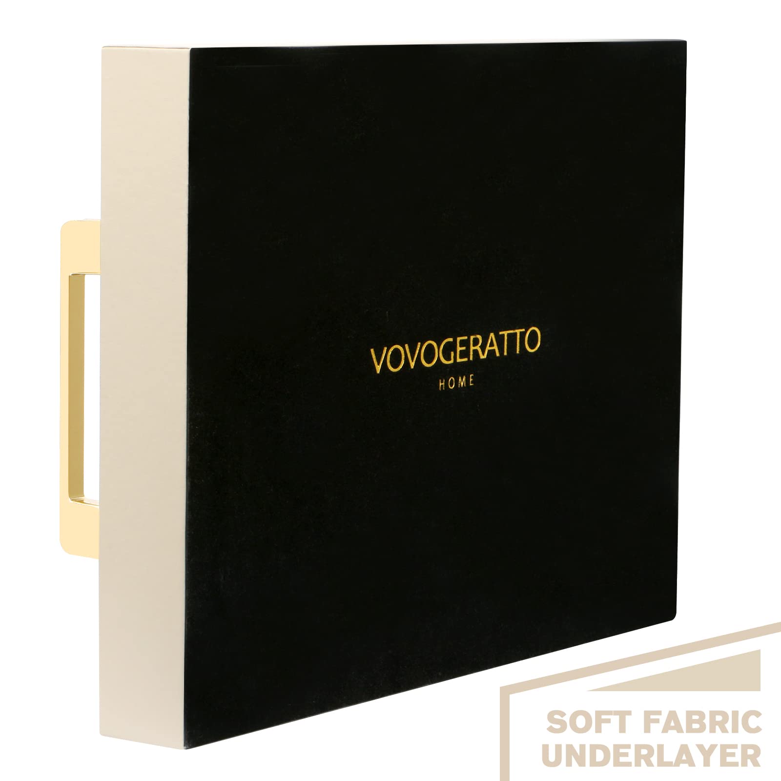 Serving Trays with Handles, PU Leather Ottoman Tray for Trays Decorate Tray Housewarming Gift - Light Grey