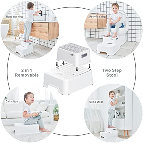 image for BlueSnail Double up Step Stool for Kids, Anti-Slip Sturdy Toddler Two 