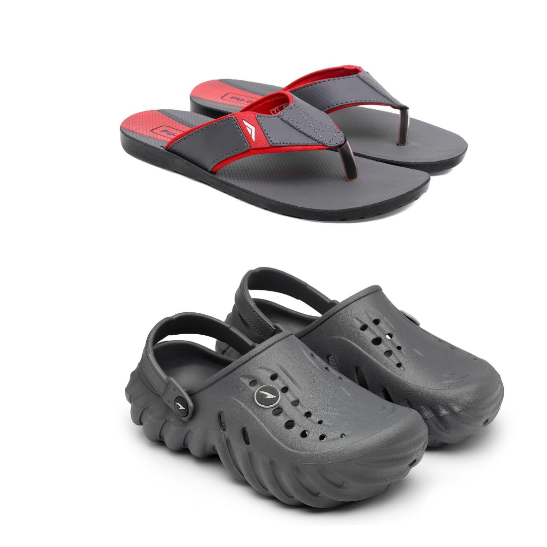ASIAN Mens Combo Casual Walking Daily Used Clogs & Slipper With Lightweight Clog & Pu Slippers For Mens & Boys Grey Red, 6 UK (B0CTHMMJGT) Amazon Price History, Amazon Price Tracker