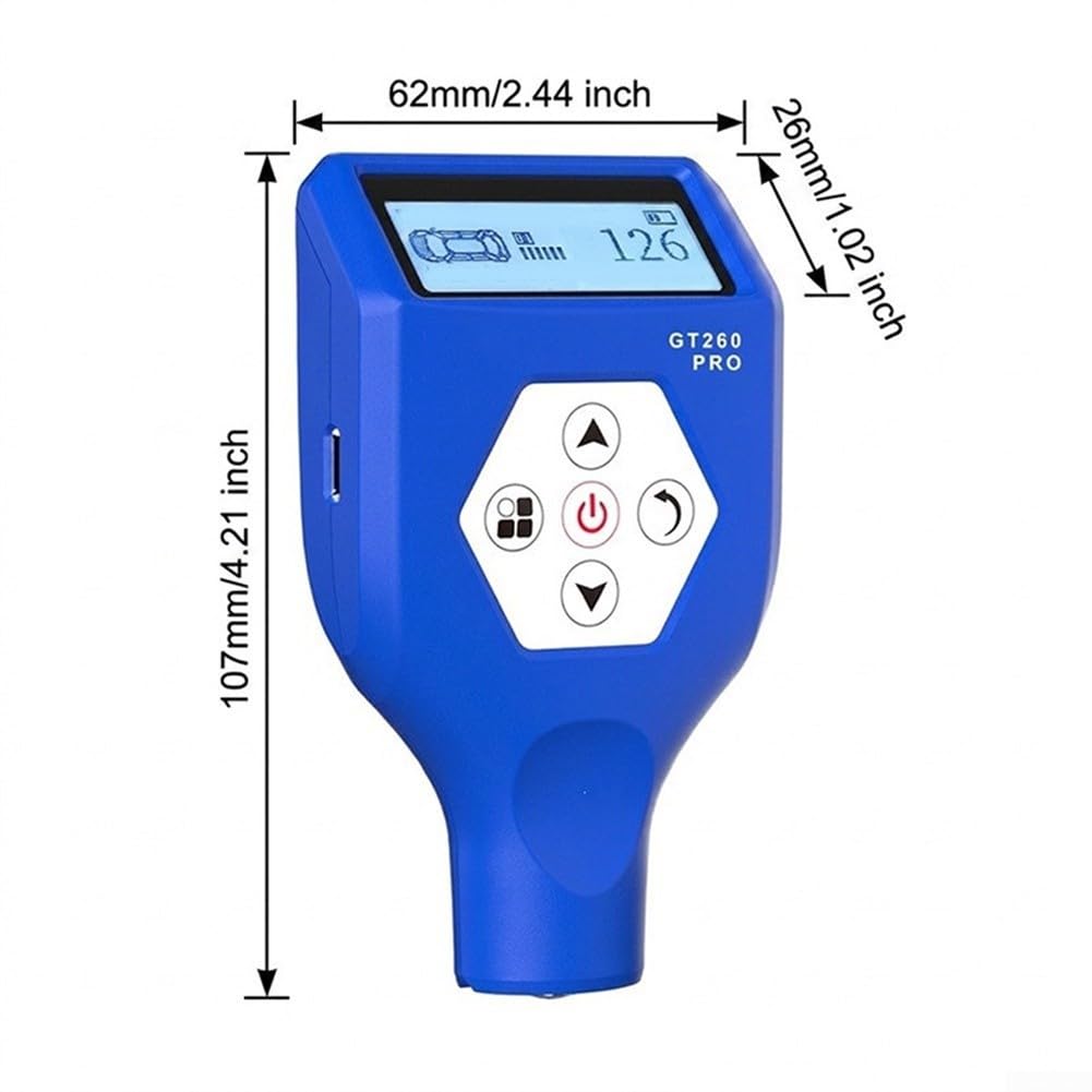 GT260PRO - Medidor digital de espesor de pintura con inducción magnética y corriente de Foucault, 0-3000µm, medidor de revestimiento para coche e industria, conexión a aplicaciones