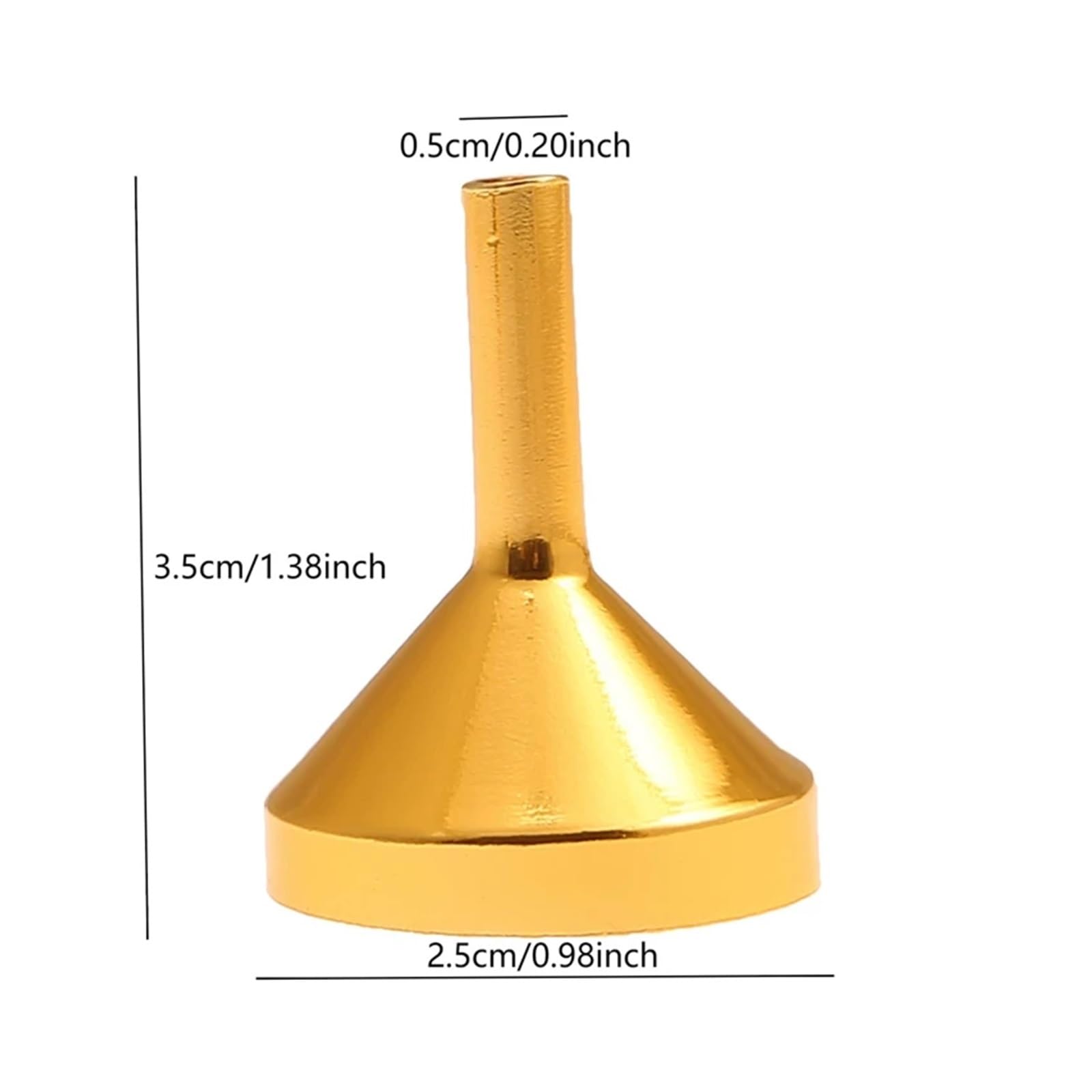 Embudo metálico de acero inoxidable, Mini embudos de alúmina Multicolor, varios tamaños for recarga de Perfume y aceite, 10 Uds.(Gold S)