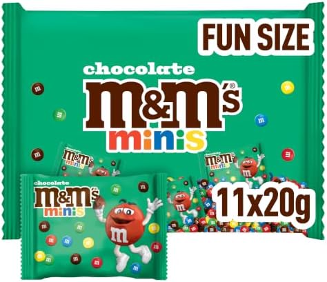 M&M'S Minis Schokolinsen, Schokolade Beutel für Halloween 220g | Kleine Schokolinsen im praktischen Mini Format. Ideal zum Teilen an Halloween, für herbstliche Kaffeepausen und Gen