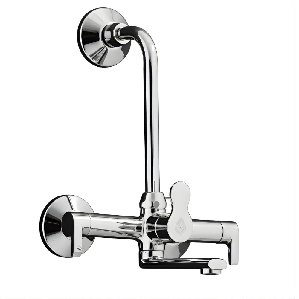 Gravity Brass Wall Mixer with Overhead Shower Provision Hot & Cold Water Wall Mixer Tap Chrome Finish with 17 cm Long Bend Pipe Heavy Duty Brass 10-Year Warranty-image-32