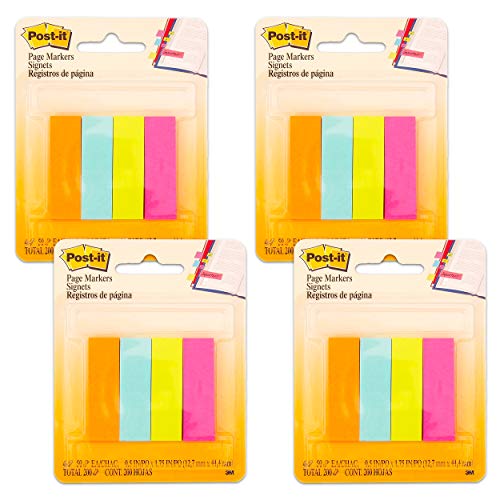 Post-It Marque-page index repositionnable petit format couleurs assorties 4x50
