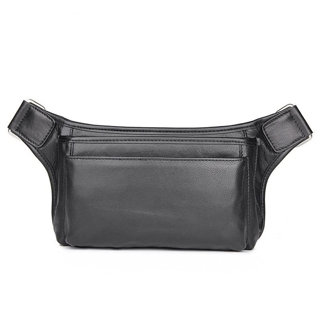 Sac banane en cuir à la mode grand sac de poitrine à bandoulière noir