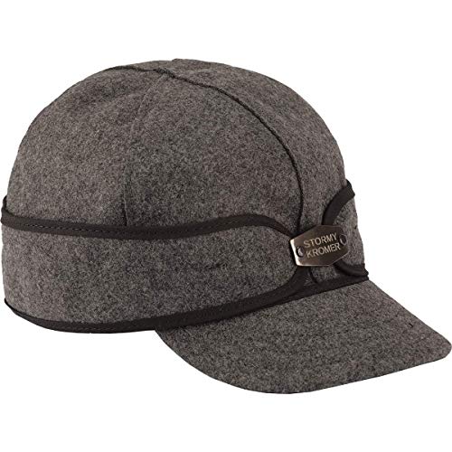 Stormy Kromer The Original Kromer Cap with Hardware - Winter Wool Hat with Earflap Charcoal