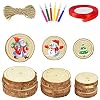 SNAGAROG 30 stuks ronde houten schijven, onbehandelde houten schijven met gat, decoratie, boomschijven voor doe-het-zelf…
