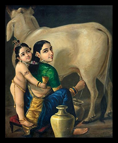 Image of Tallenge - Yashoda Krishna - Raja Ravi Varma Mythology Collection - Medium Canvas - Framed (23 x 30 inches)
