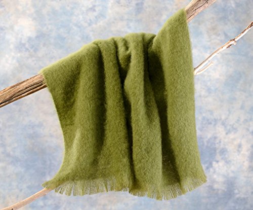 Wohnen und Accessoires GmbH und Co. KG Luxus Mohair Wolldecke Mohairplaid Mohairdecke farngrün