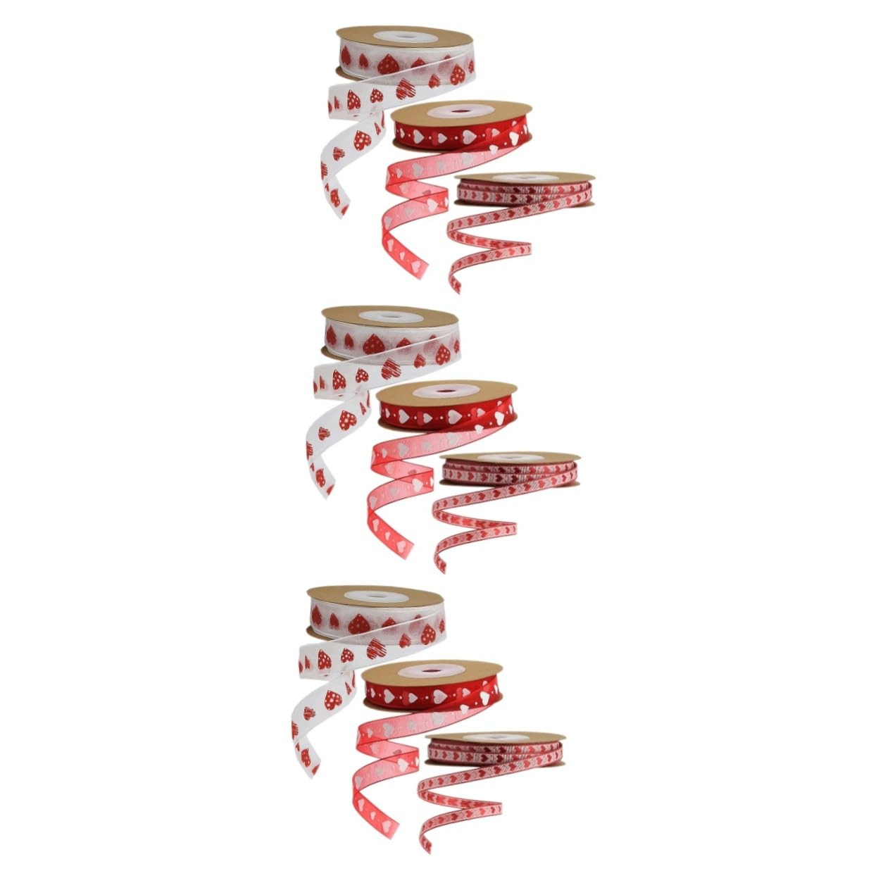 Lurrose 3 Sätze Valentinstag Banddekor Strasssteine Hochzeitsband Valentinsgrüße Gold Sackleinen Herz Schleife Liebe Valentinstag Bänder Verpackungsband Aufkleber Polyester 3 Rollen * 3