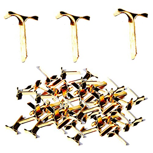 Preisvergleich Produktbild 400 St. Flachkopfklammer Musterbeutelklammern Messing Metall Bastelklammern 14mm Durchmesser Versand geeignet