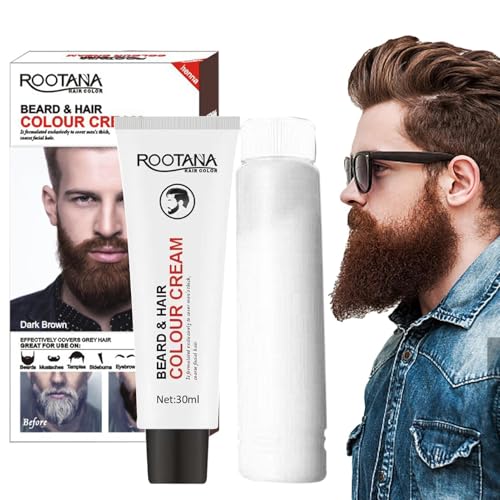 Tinte para barba para hombres, color natural para barba, crema de color duradera, fácil aplicación sin amoníaco, coloración de barba para hombre, cuidado de peinado, uso diario
