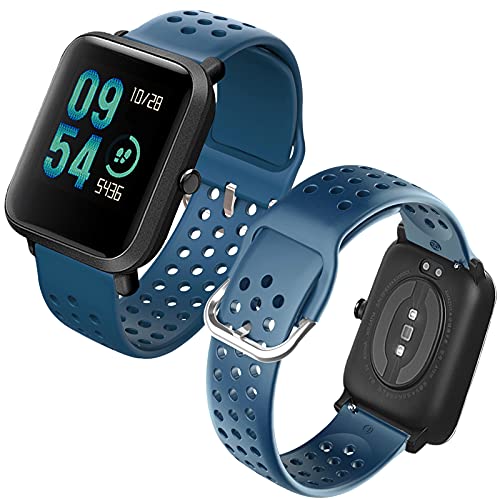 Th-some Correa para Amazfit GTS Smartwatch Reloj de Pulsera Compatible con Amazfit GTS/Amazfit Bip/Amazfit GTR 42mm Band Silicona Watch con Agujero de Aire Transpirable Sin Tracker Cover