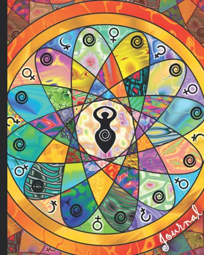 Goddess Mandala Artistic Journal Lined composition notebook 100 page 8" X 10" Divine Feminine Blank page: Orange Theme
