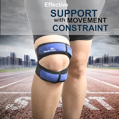 Image of Wonder Care Neoprene Knee Brace with Silicon Gel Pads, Patella Knee Strap for Workout & Sports, Patellar Tendon Strap, Adjustabale Patella Support for Men Women (2, Blue)