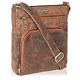 Crossbody Bags for Women - Real Leather Small Vintage Adjustable Shoulder Bag (Wood)