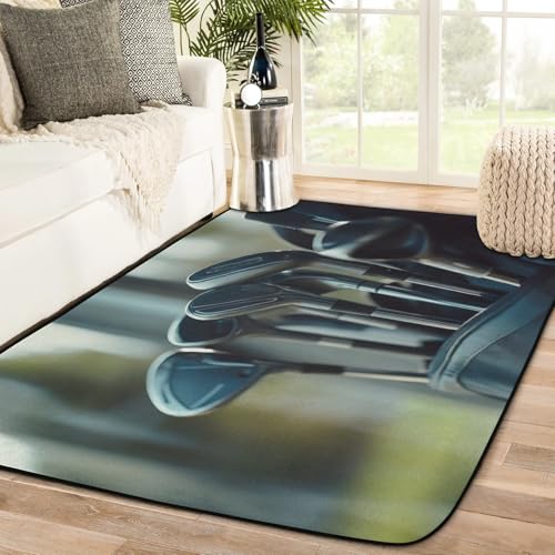 Tapis motif clubs de golf 122 x 183 cm antidérapant de qualité