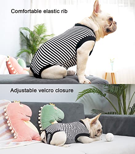 Image of Dogs Cats Recovery Small Suit for After Surgery,Professional Pet Recovery Shirt Dog Abdominal Wounds Bandages,Substitute E-Collar & Cone,Prevent Licking Dog Onesies,Black-White XS