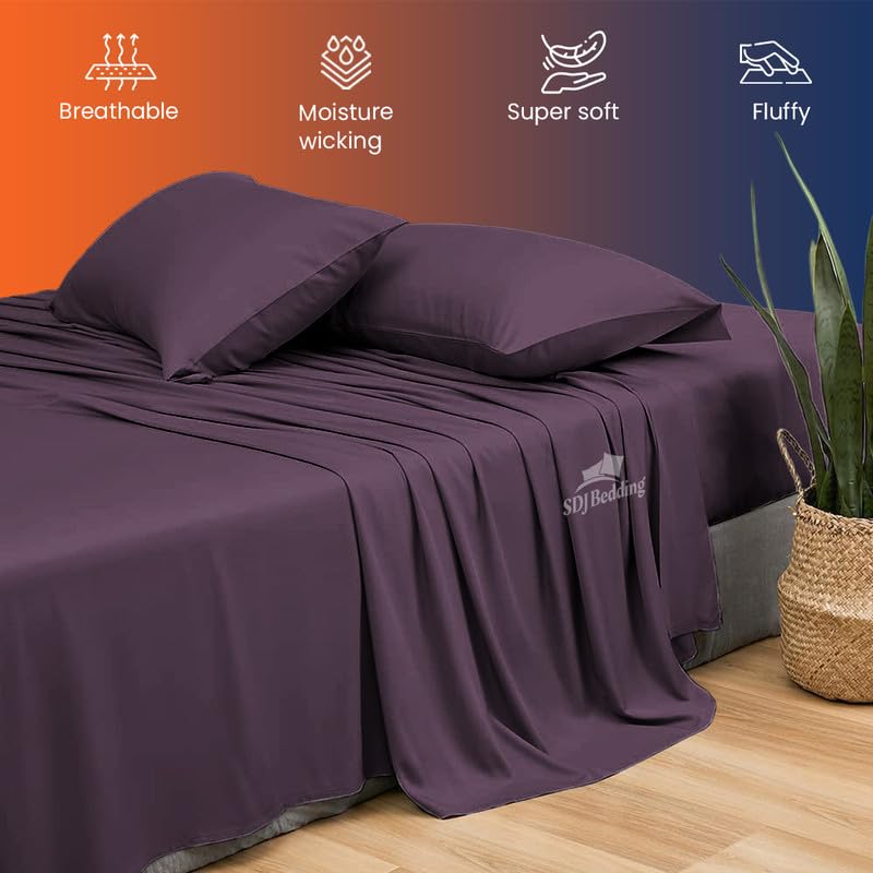 Flat Sheet Luxury Quality Bedding 800 Thread Count Egyptian Cotton 1Pcs Flat Sheet - Queen Size (92 X 102) Inch, Plum Solid