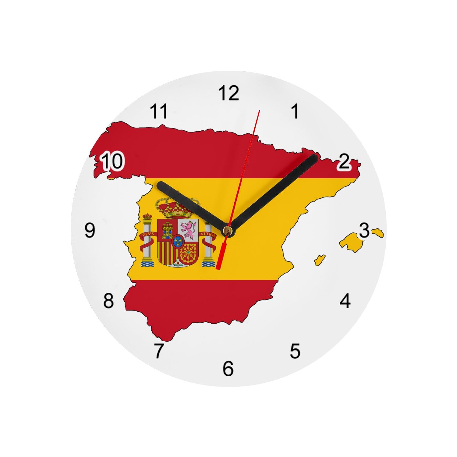 Horloge Murale Espagne Football Verre Blanc Décoration Sport 20cm