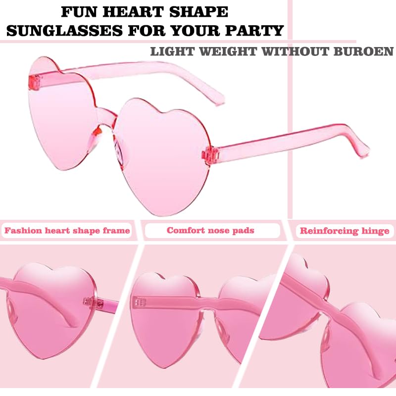 Heart Shaped Sunglasses，Kids Rimless Heart Shaped Sunglasses Heart Glasses Bachelorette Bride Party Favor2