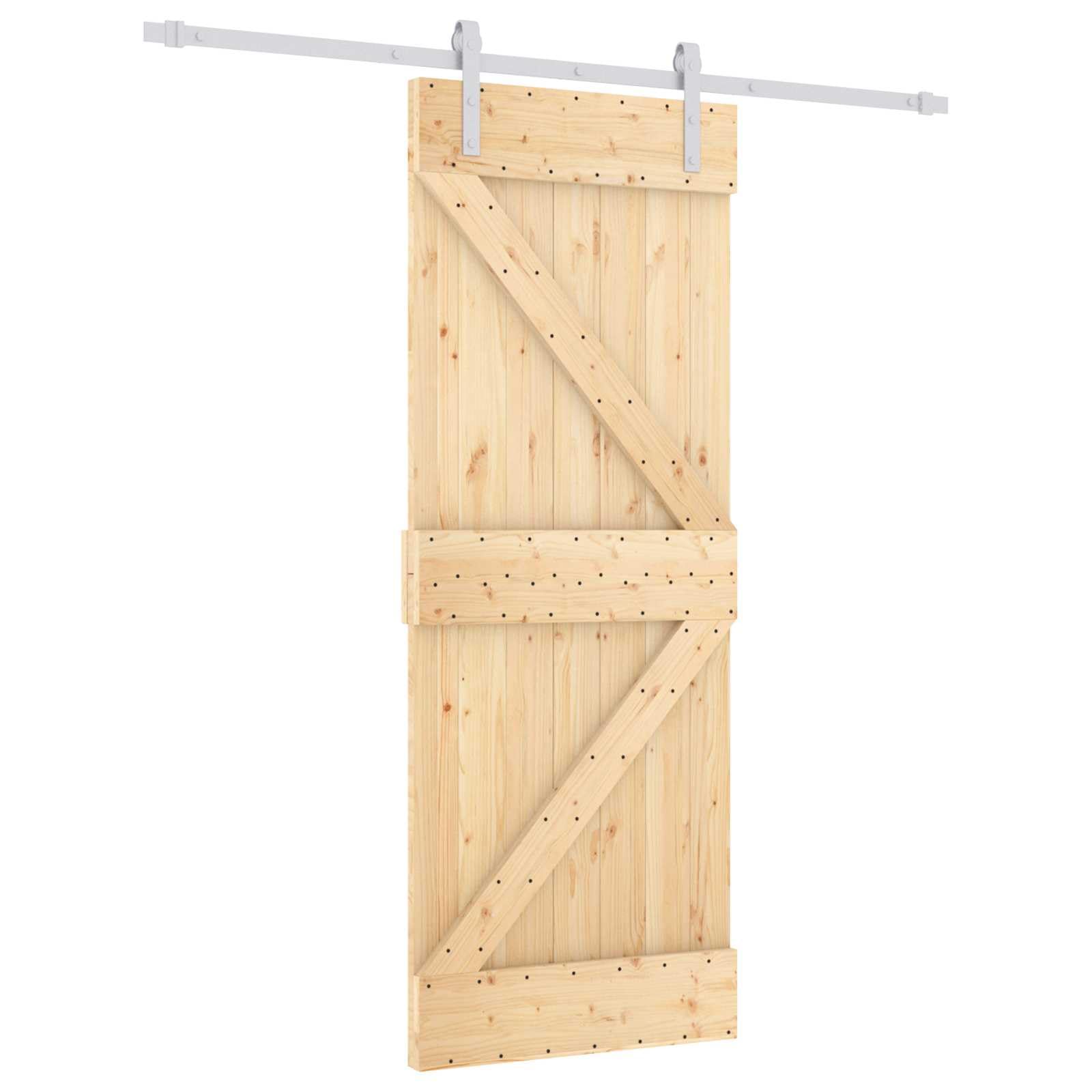Puerta corredera madera pino y blanco 80 x 210 cm