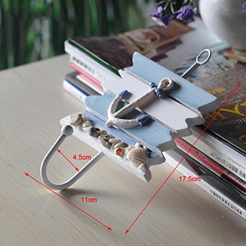 Jili Online Beach Themed Wall Hooks Towel Hat Coat Hangers Rustic Wall Nautical Decorative Hangers - Anchor, 16.5 x 11cm - Image 3