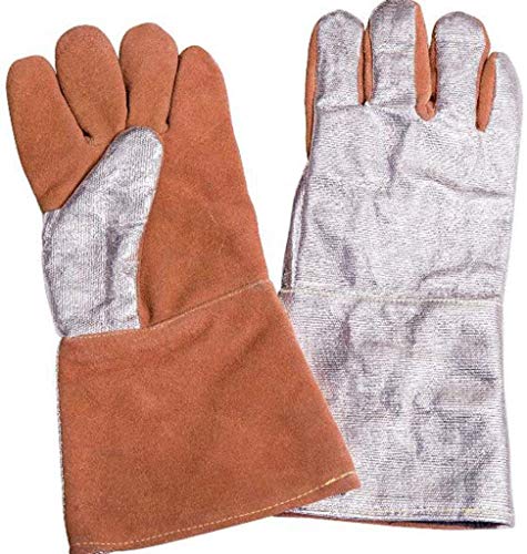 Preisvergleich Produktbild ZFZ Hochtemperaturbeständige Handschuhe tragen Resistant 500 Grad isolierte Handschuhe Aluminium Foil Isolierhandschuhe 1000 Grad Strahlungswärme Handschuhe