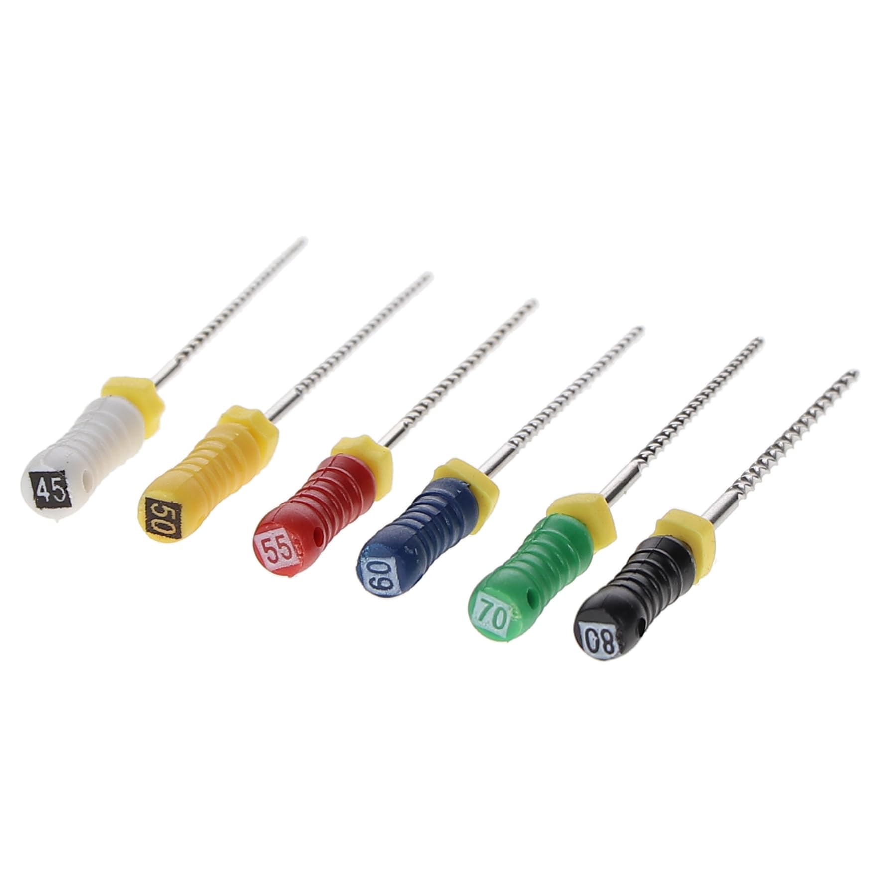 House Brand Dentistry 400223 HSB K-Files Flex-Type 25mm #45-80 Assorted Stainless Steel 6/Pk