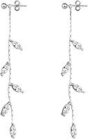Vista 1 de SLUYNZ Solid 925 Sterling Silver Droplet Dangle Earrings Chain for Women Teens Olive Leaf Wedding Dangle Earrings Bridal Earrings