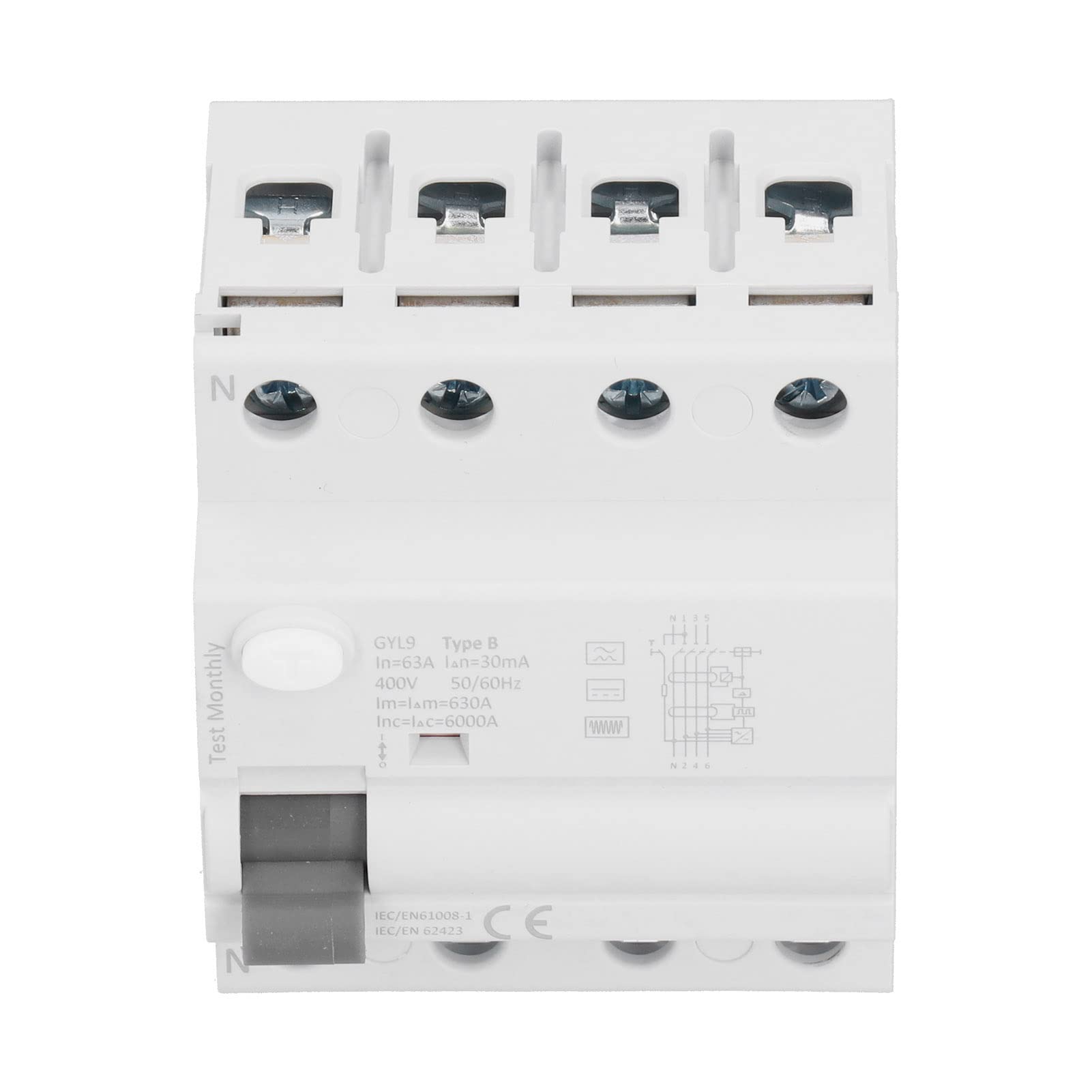 Interruttore automatico differenziale ad alta sensibilità 4P 63A 30mA 400V Interruttore di protezione di sicurezza per case fabbriche hotel