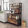 Chnnmbrn Kitchen Bakers Rack with Draw Basket,5-Tier Free Standing Kitchen Storage Shelf Rack,Industrial Microwave Oven Stand,Metal Kitchen Rack Organizer with Hooks