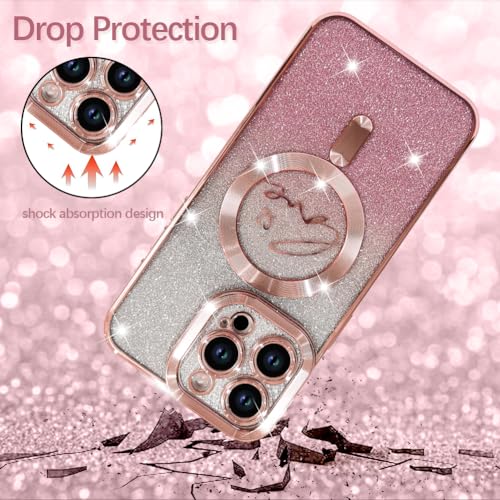 Image of ZIYE Magnetic Case Designed for iPhone 15 Pro Max Glitter Case-Pink