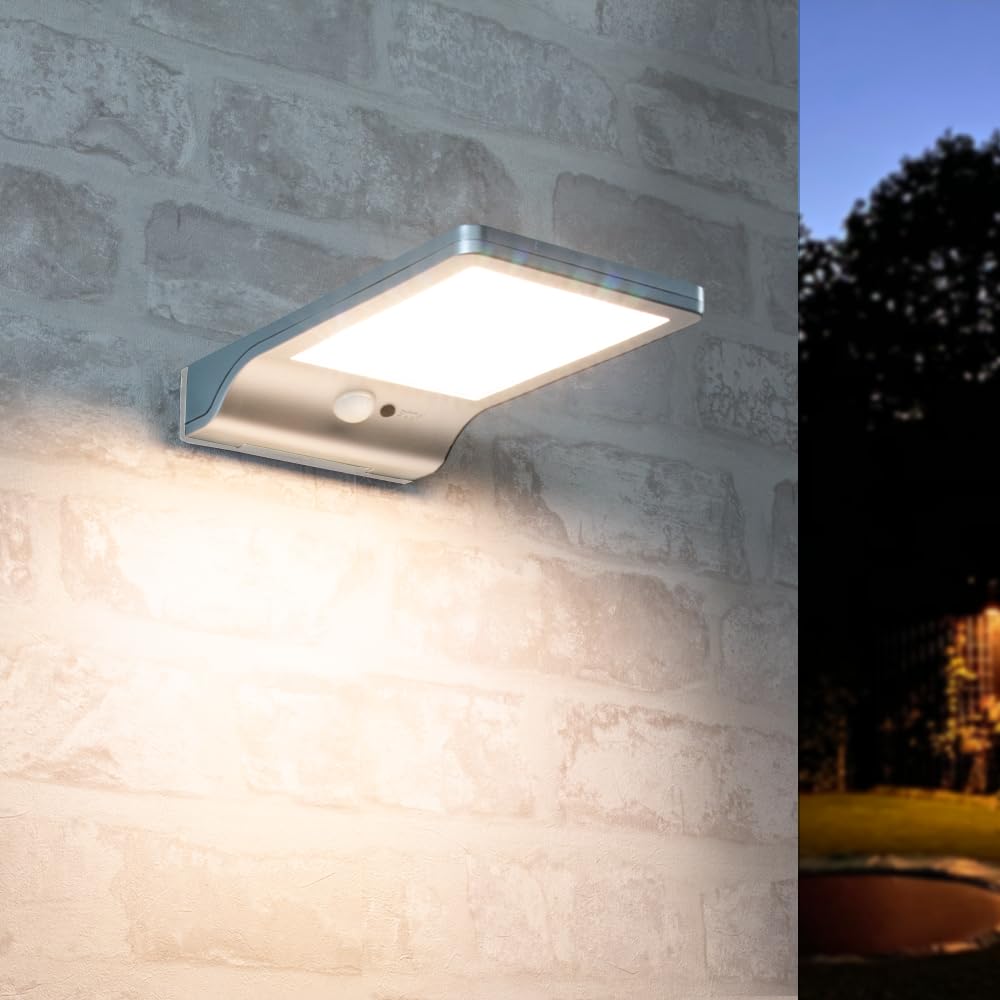 RexTech Solar Wandleuchten Slim 3er-Set, Silber, 250 Lumen