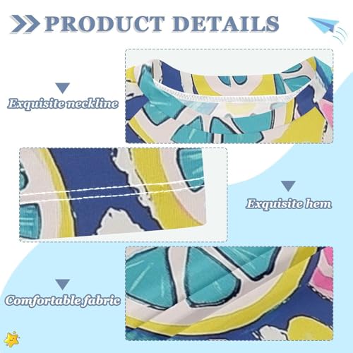 Kids Swimsuit Lemon Cut Off Candy Dessert Food Sunscreen T-Shirts Swimwear Sets UPF 50+3