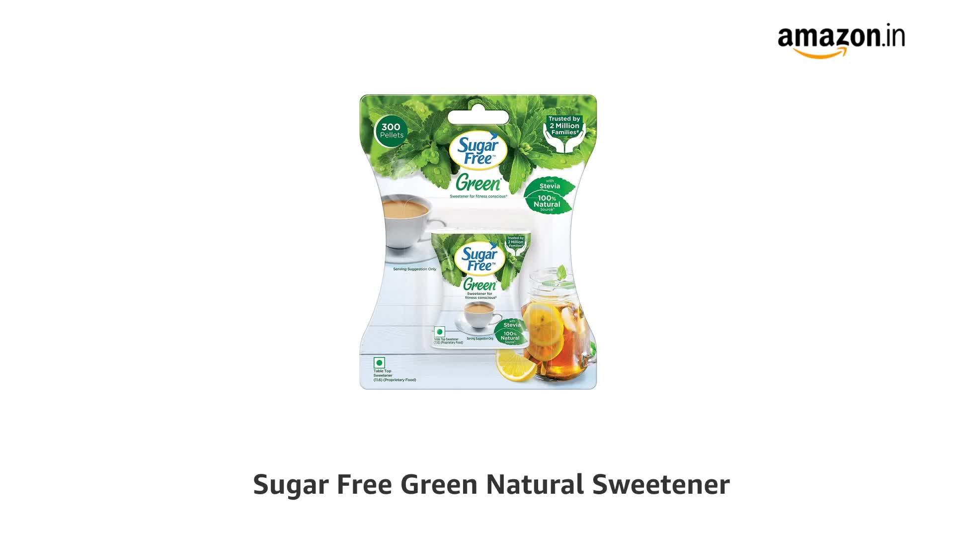 Sugar Free Green Stevia, 300 Pellets |100% Plant-based Natural Sweetener | 100% Natural Meethi Tulsi (Stevia) leaves| Sweet like Sugar but with zero calories | 30g