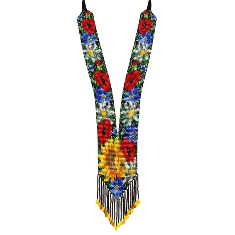Collier ukrainien traditionnel multicolore fait main en perles
