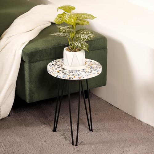 CASADECOR Resin White Speckled Plant Stand - Black Plant Stand Flower Pot Stand For Balcony Living Room Outdoor Indoor Plants Plant Holder Home Decor Item ( Dia - 10 Inch )