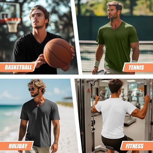 Neer 4 Pack Men's Big and Tall V Neck T-Shirts Casual Short Sleeve Cotton Tee Shirt Plus Size Summer Basic Tops3