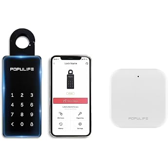 Populife WiFi Key Safe with Gateway Remote Control for Smart Key Safe Wireless Key Box for Outdoor Wall Mounted and Door Handle Mounting IP66 Waterproof