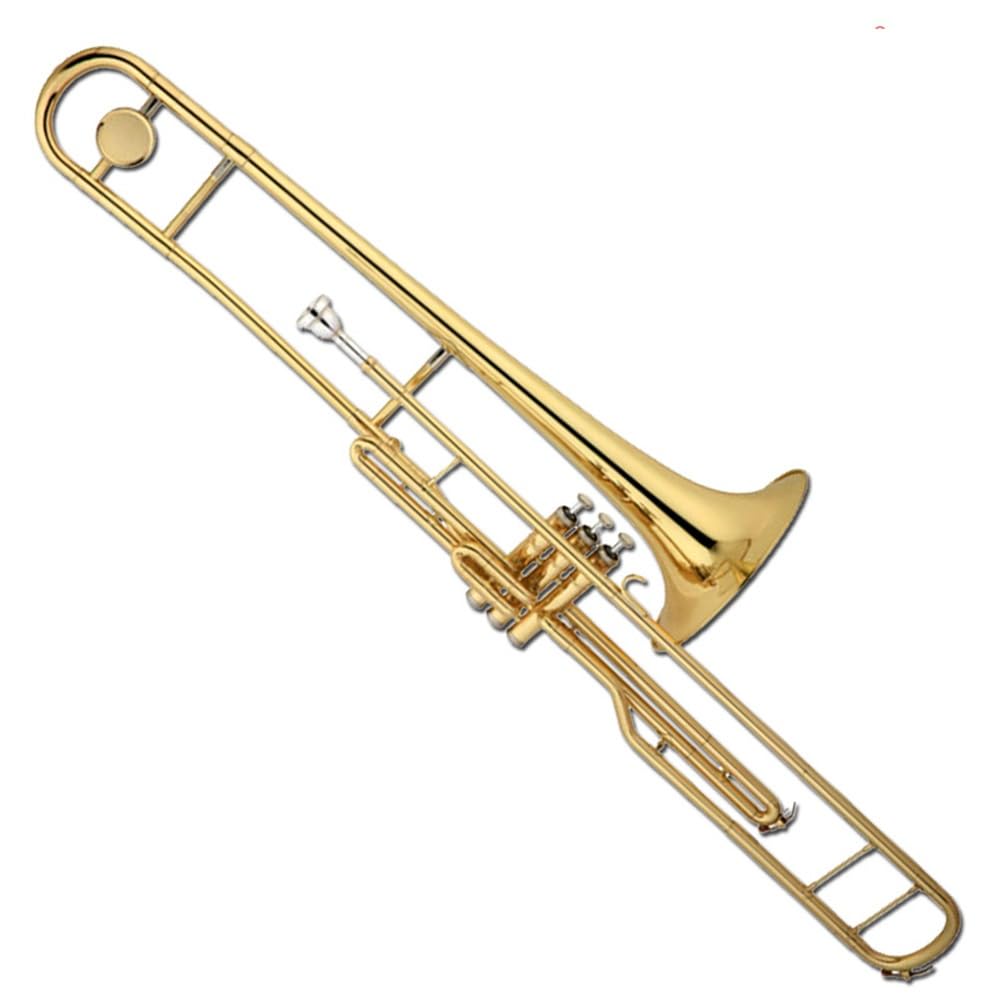 Trombón de Estudiante, trombón de pistón con Llave BB de Laca Dorada para Principiantes, Juego Profesional