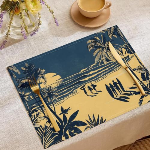Set de table lavable et facile à nettoyer pour salle à manger, 8 napperons lin - 2